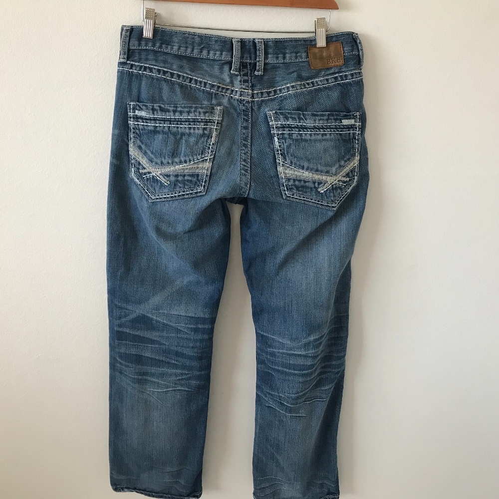 Buckle BKE Jake Jeans Men Size 33R Straight Leg Embroidered Medium Wash